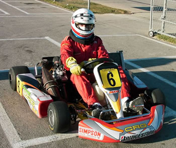 Larry Mason anxiously waits to put the power down in an Xplex shifter kart. Photo courtesy of Rick Dale.